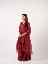 Maroon Kota Silk Dupatta