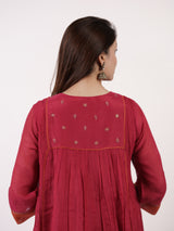 Pink Hand-Embroidered Chanderi Kurta