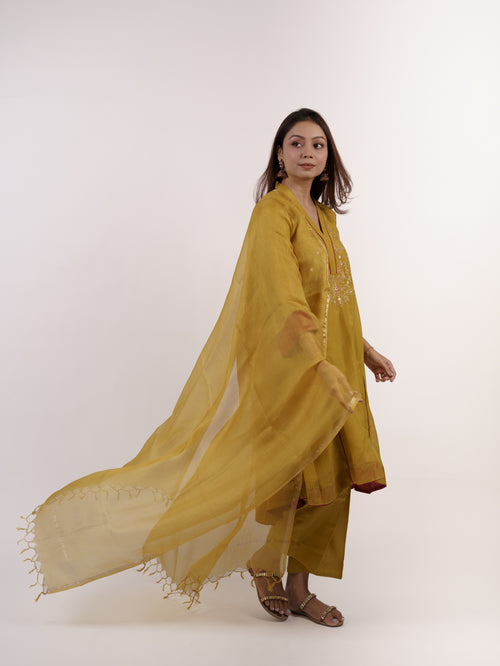 Yellow Kota Silk Dupatta