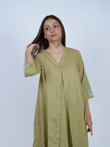 Green Hand-Embroidered Cotton Kurta