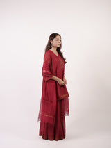 Maroon Kota Silk Dupatta