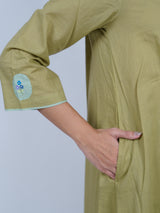 Green Hand-Embroidered Cotton Kurta