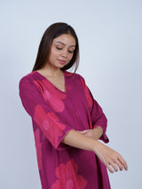 Pink Floral Screen-Printed Cotton Kurta