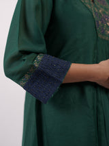 Green Hand-Embroidered Chanderi Kurta
