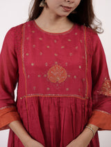 Pink Hand-Embroidered Chanderi Kurta