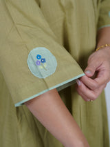 Green Hand-Embroidered Cotton Kurta