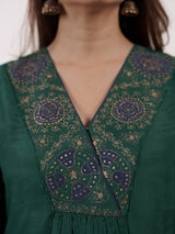 Green Hand-Embroidered Chanderi Kurta