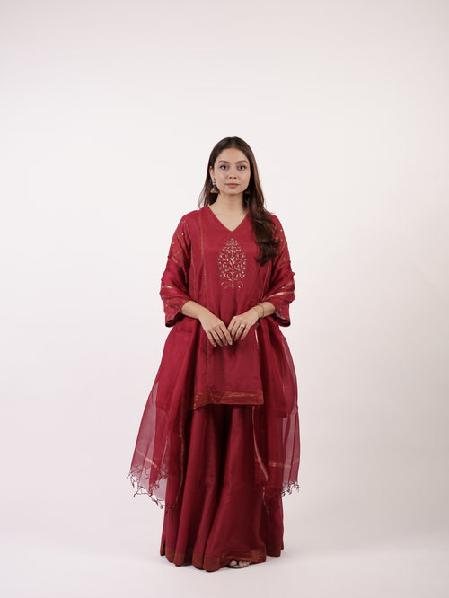 Maroon Kota Silk Dupatta