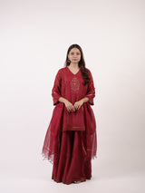 Maroon Kota Silk Dupatta