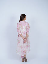 Pink Floral Hand Block Printed Chanderi Tunic