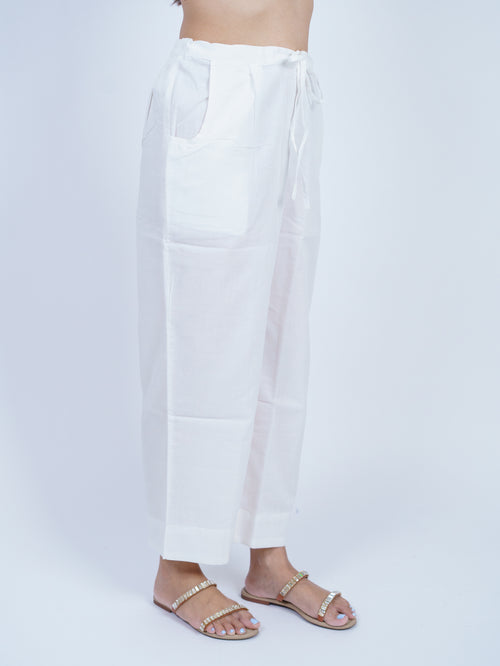 White Solid Cotton Parallel