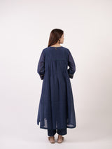Blue Hand-Embroidered Chanderi Kurta