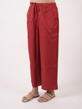 Red Solid Chanderi Parallel