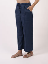 Blue Solid Chanderi Parallel