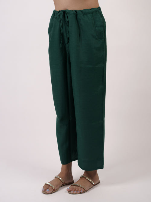 Green Solid Chanderi Parallel