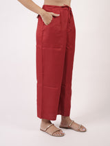 Red Solid Chanderi Parallel