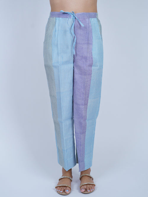 Blue Striped Chanderi Parallel