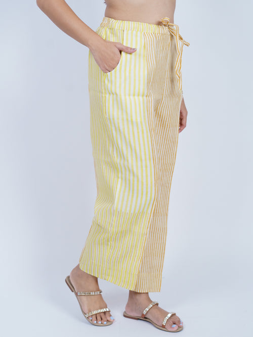 Yellow Striped Chanderi Parallel