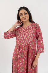 Cotton Hand Block Printed Kurta - Pink