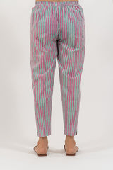 Cotton Hand Block Printed Straight Pant - Pink