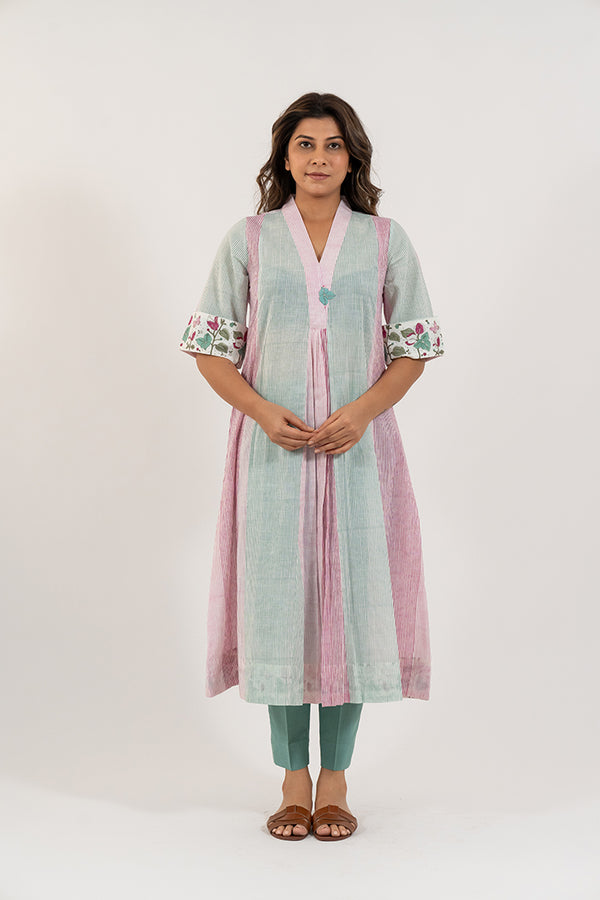 Cotton Hand Block Printed Kurta - Pink