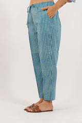 Cotton Hand Block Printed Pant - Slate Blue