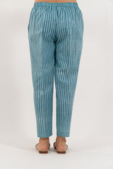 Cotton Hand Block Printed Pant - Slate Blue