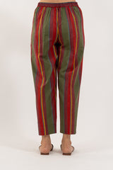 Cotton Hand Block Printed Pant - Red and Green