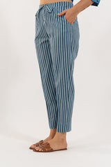 Cotton Printed Pant - Indigo