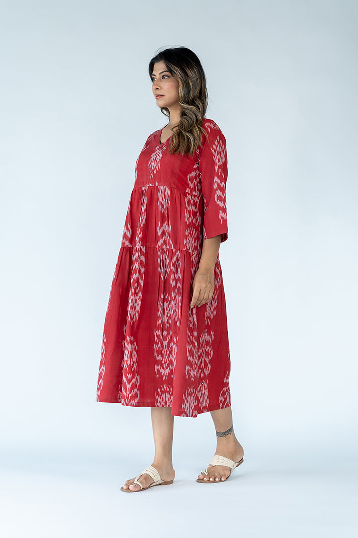 Cotton Ikat Dress - Red