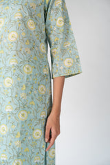 Cotton Hand Block Printed Kurta - Blue