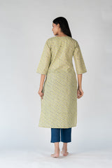 Cotton Hand Block Printed Kurta - Green
