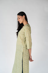 Cotton Hand Block Printed Kurta - Green