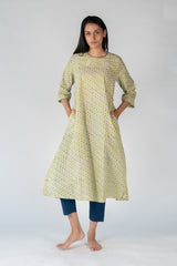 Cotton Hand Block Printed Kurta - Green