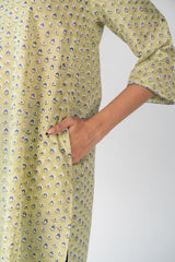 Cotton Hand Block Printed Kurta - Green