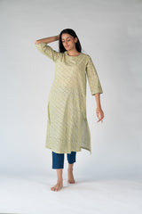 Cotton Hand Block Printed Kurta - Green