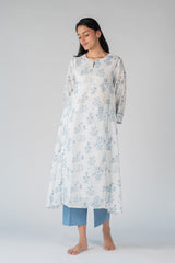 Cotton Hand Block Printed Kurta - White