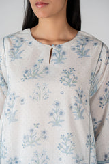 Cotton Hand Block Printed Kurta - White