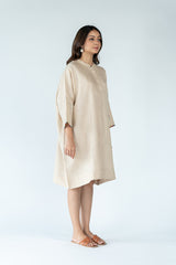 Linen Hand Embroidered Kaftan- Beige