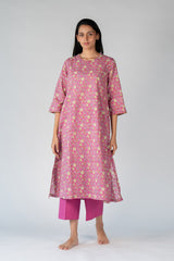 Cotton Hand Block Printed Kurta - Pink