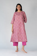 Cotton Hand Block Printed Kurta - Pink