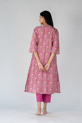 Cotton Hand Block Printed Kurta - Pink