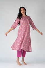 Cotton Hand Block Printed Kurta - Pink