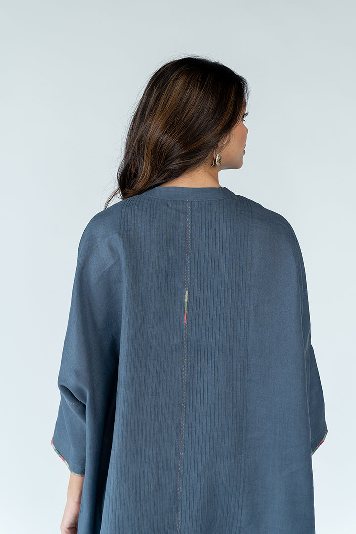 Linen Hand Embroidered Kaftan- Grey