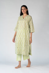 Cotton Hand Block Printed Kurta - Green
