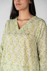 Cotton Hand Block Printed Kurta - Green