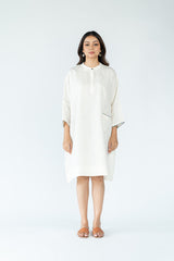 Linen Hand Embroidered Kaftan- White