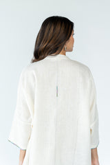 Linen Hand Embroidered Kaftan- White