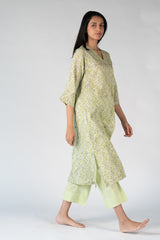 Cotton Hand Block Printed Kurta - Green