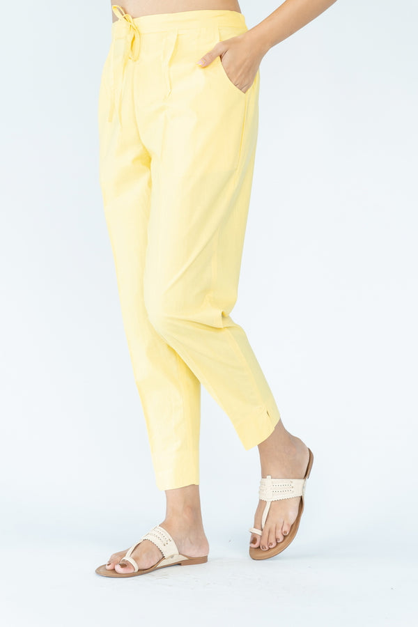 Cotton Narrow Pant - Lemon Yellow